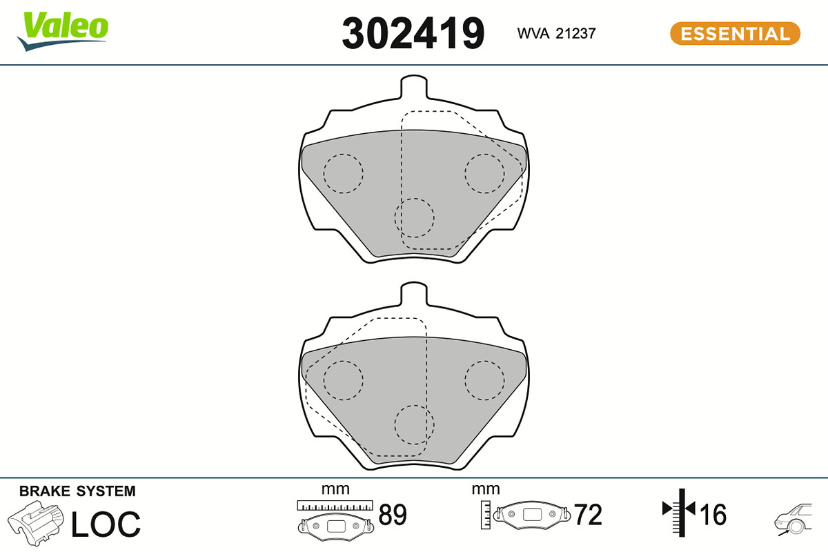 VALEO Bremseklodser 302419 bagaksel for LAND ROVER