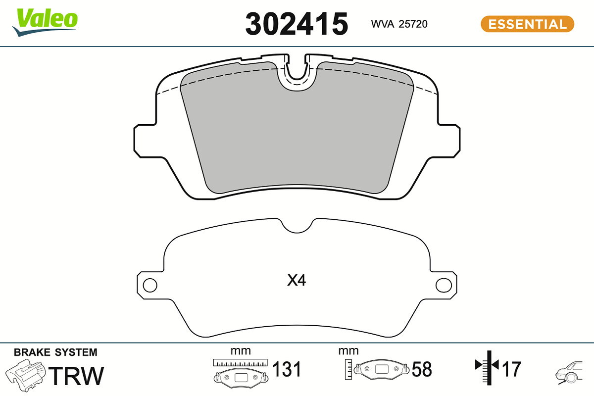 VALEO Bremseklodser 302415 bagaksel for LAND ROVER