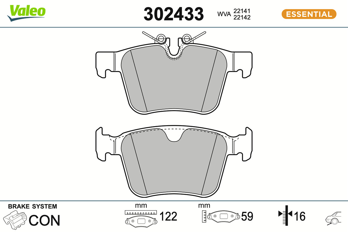 VALEO Bremseklodser 302433 bagaksel for VOLVO POLESTAR VOLVO ASIA LAND ROVER JAGUAR JAGUAR (CHERY) LAND ROVER (CHERY)