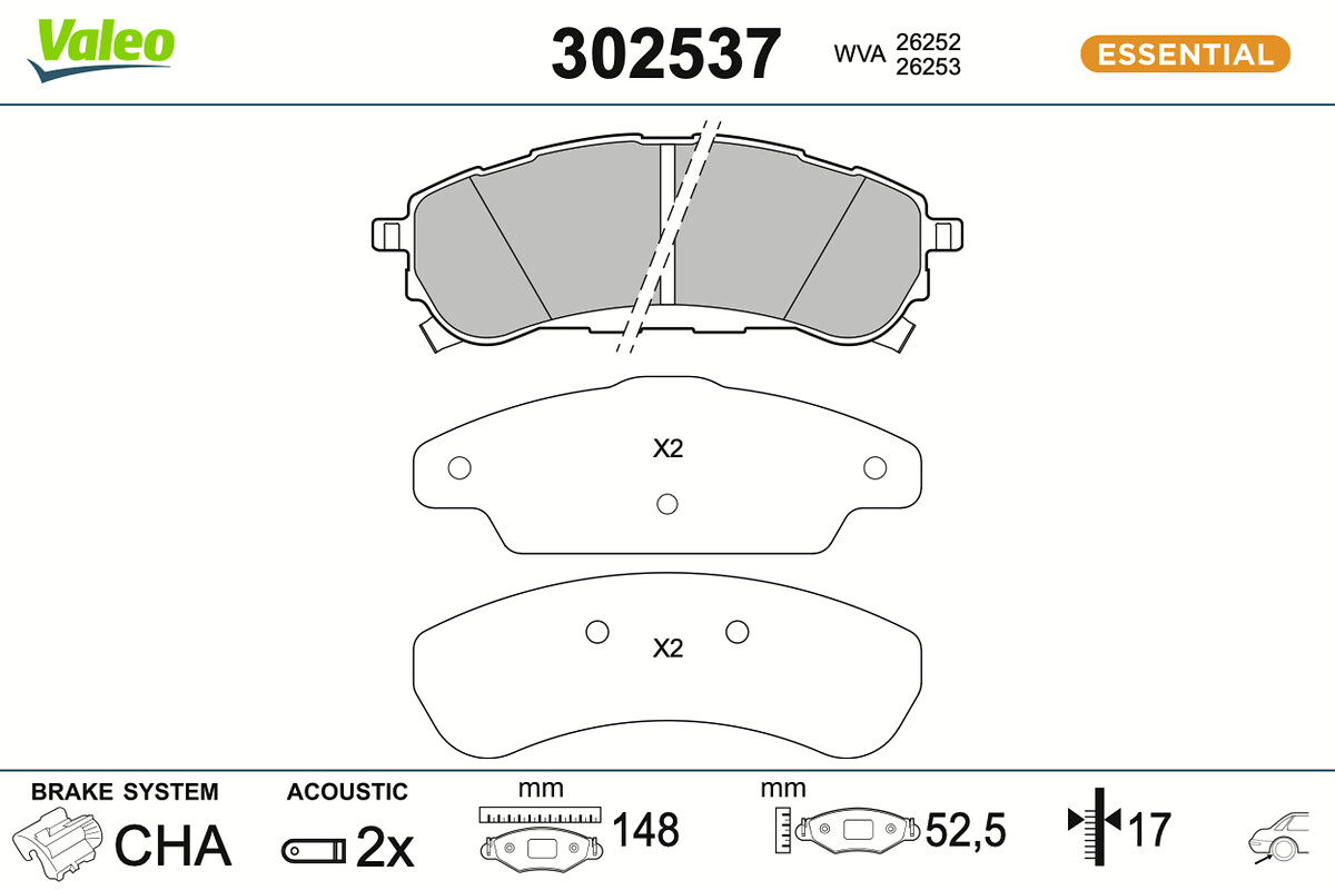 VALEO Bremseklodser 302537 bagaksel for FORD USA FORD ASIA & OCEANIA