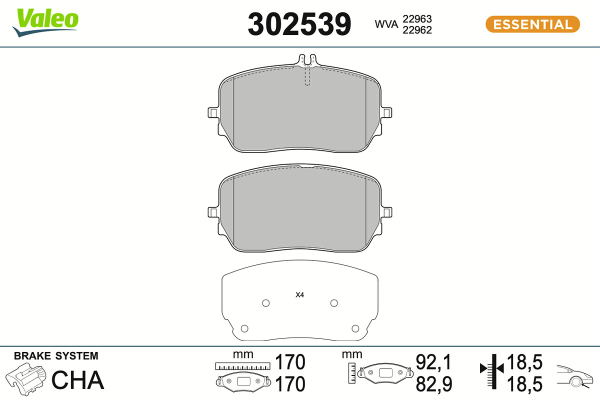 VALEO Bremseklodser 302539 foraksel for MERCEDES-BENZ (BBDC) MERCEDES-BENZ