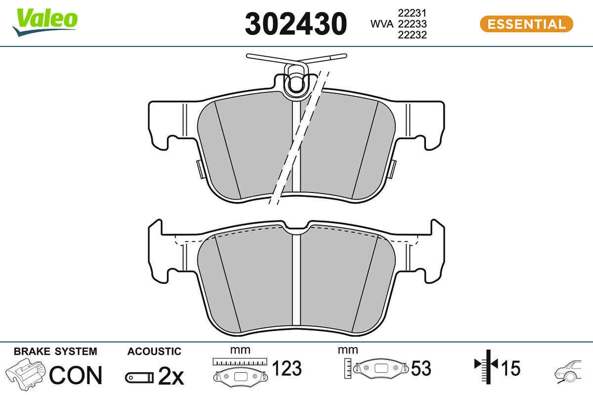 VALEO Bremseklodser 302430 bagaksel for FORD FORD USA LINCOLN
