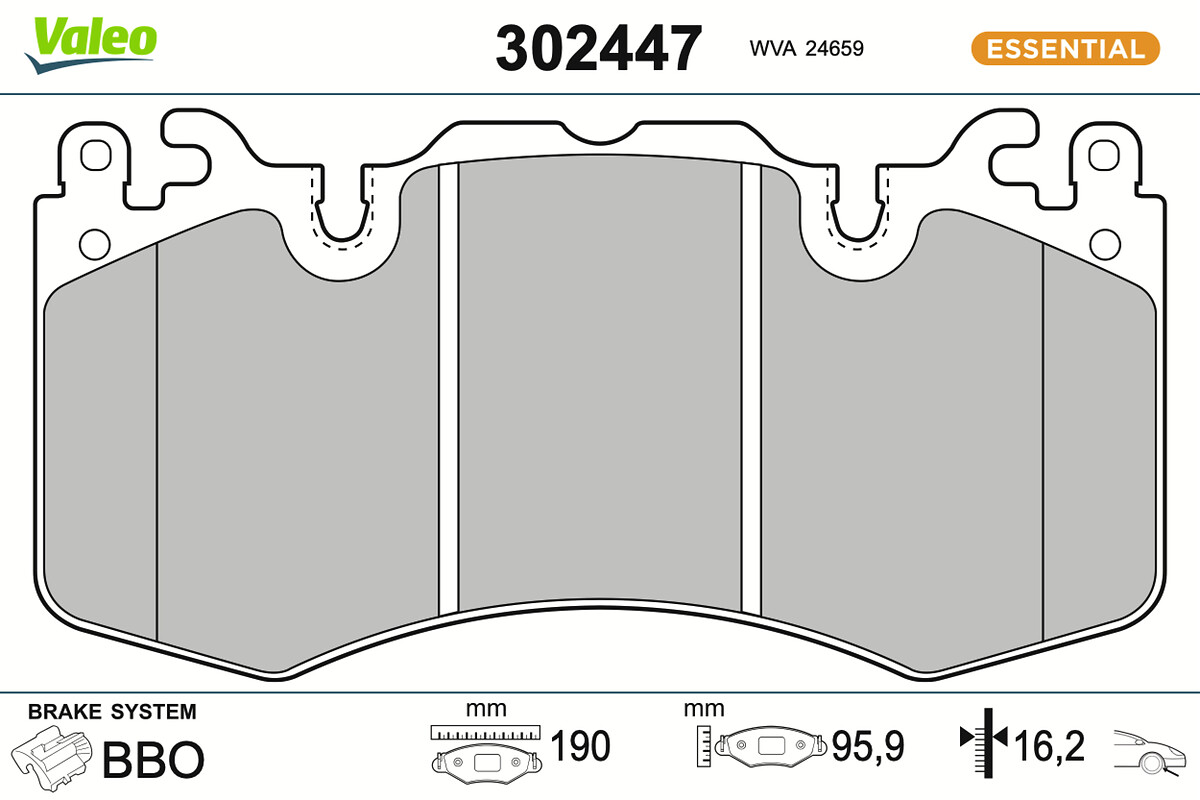 VALEO Bremseklodser 302447 foraksel for LAND ROVER