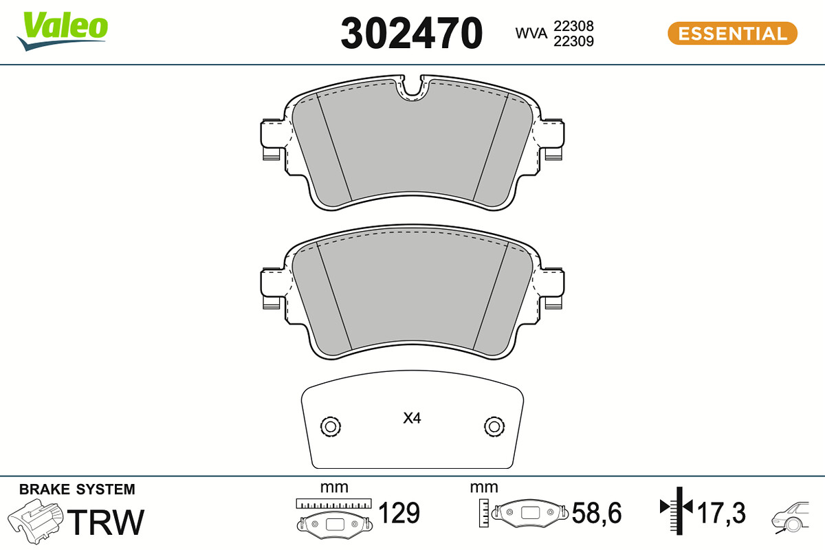 VALEO Bremseklodser 302470 bagaksel for AUDI AUDI (FAW) VW
