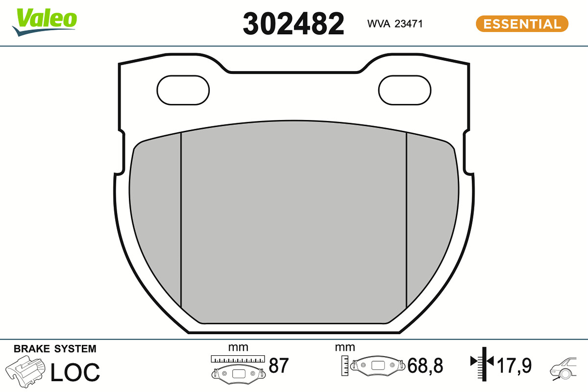 VALEO Bremseklodser 302482 bagaksel for LAND ROVER
