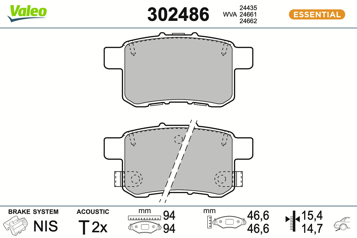 VALEO Bremseklodser 302486 bagaksel for HONDA (GAC) HONDA