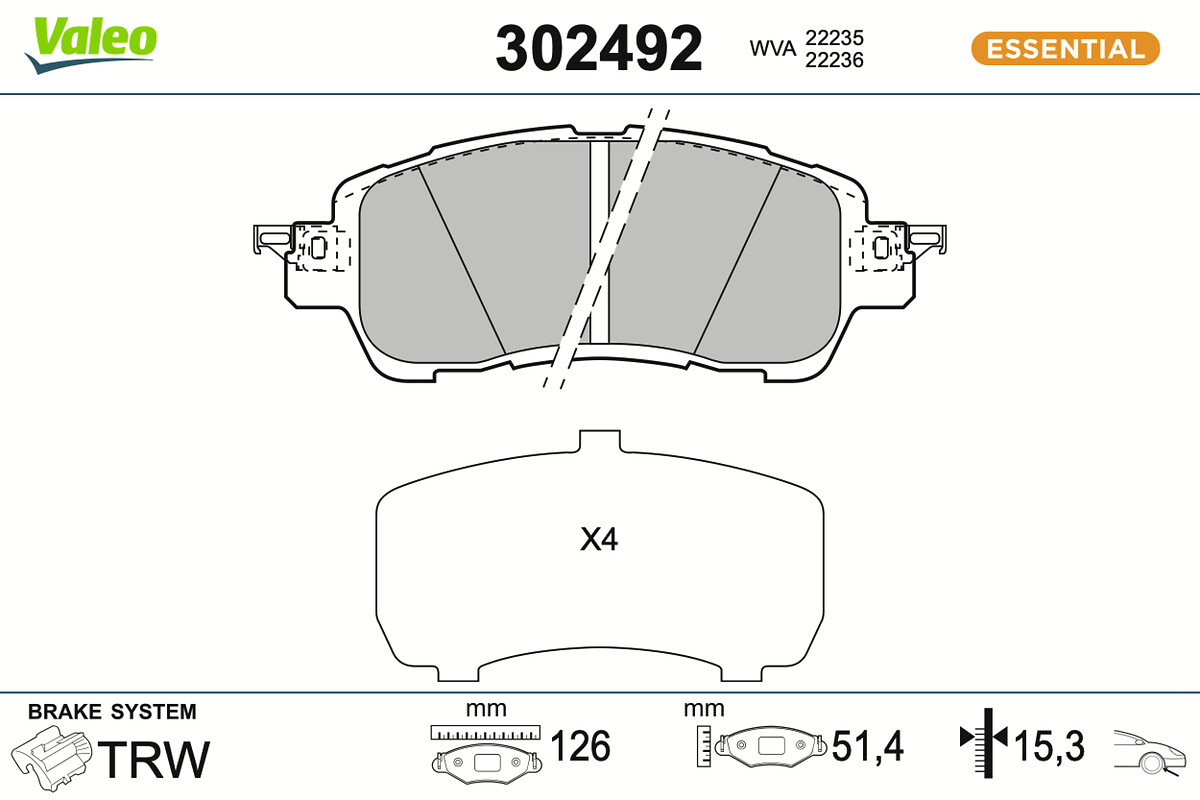 VALEO Bremseklodser 302492 foraksel for MAZDA