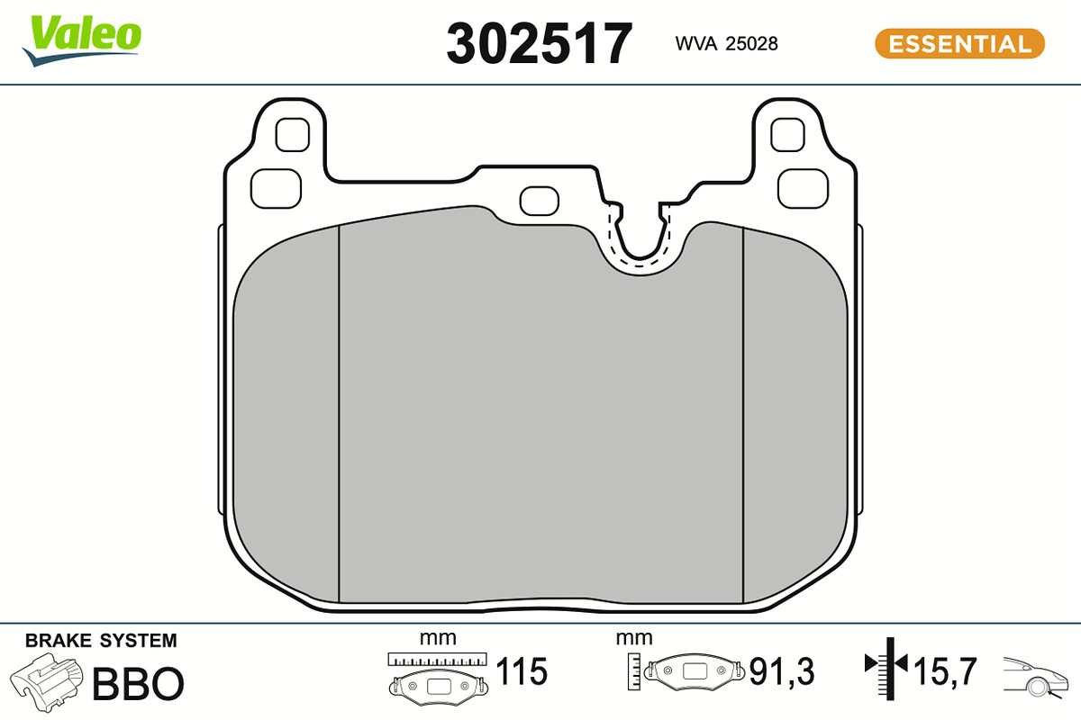 VALEO Bremseklodser 302517 foraksel for MINI