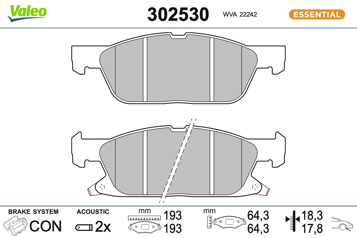 VALEO Bremseklodser 302530 foraksel for FORD