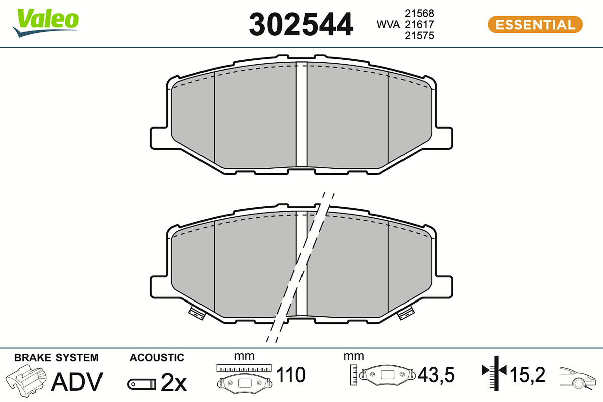 VALEO Bremseklodser 302544 foraksel for SUZUKI