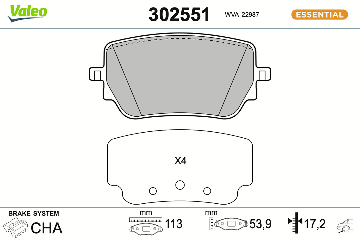 VALEO Bremseklodser 302551 bagaksel for MERCEDES-BENZ MERCEDES-BENZ (BBDC)