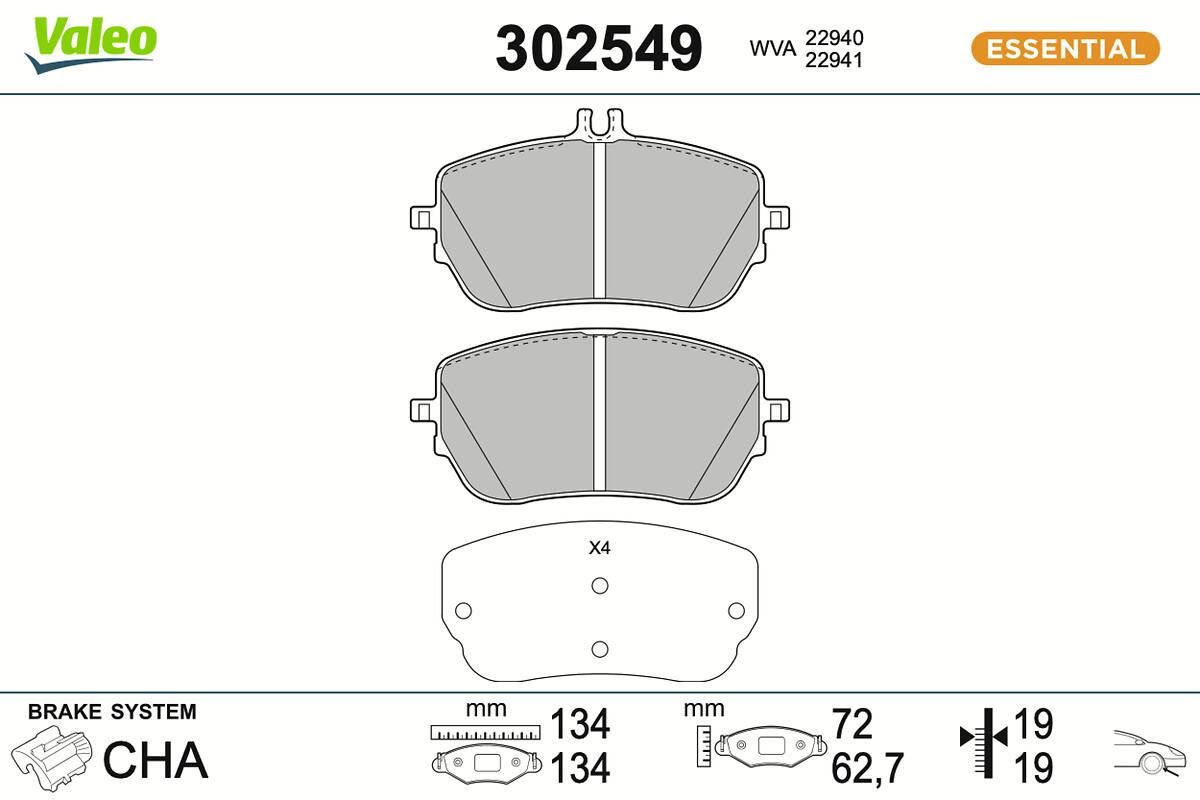 VALEO Bremseklodser 302549 foraksel for MERCEDES-BENZ MERCEDES-BENZ (BBDC)