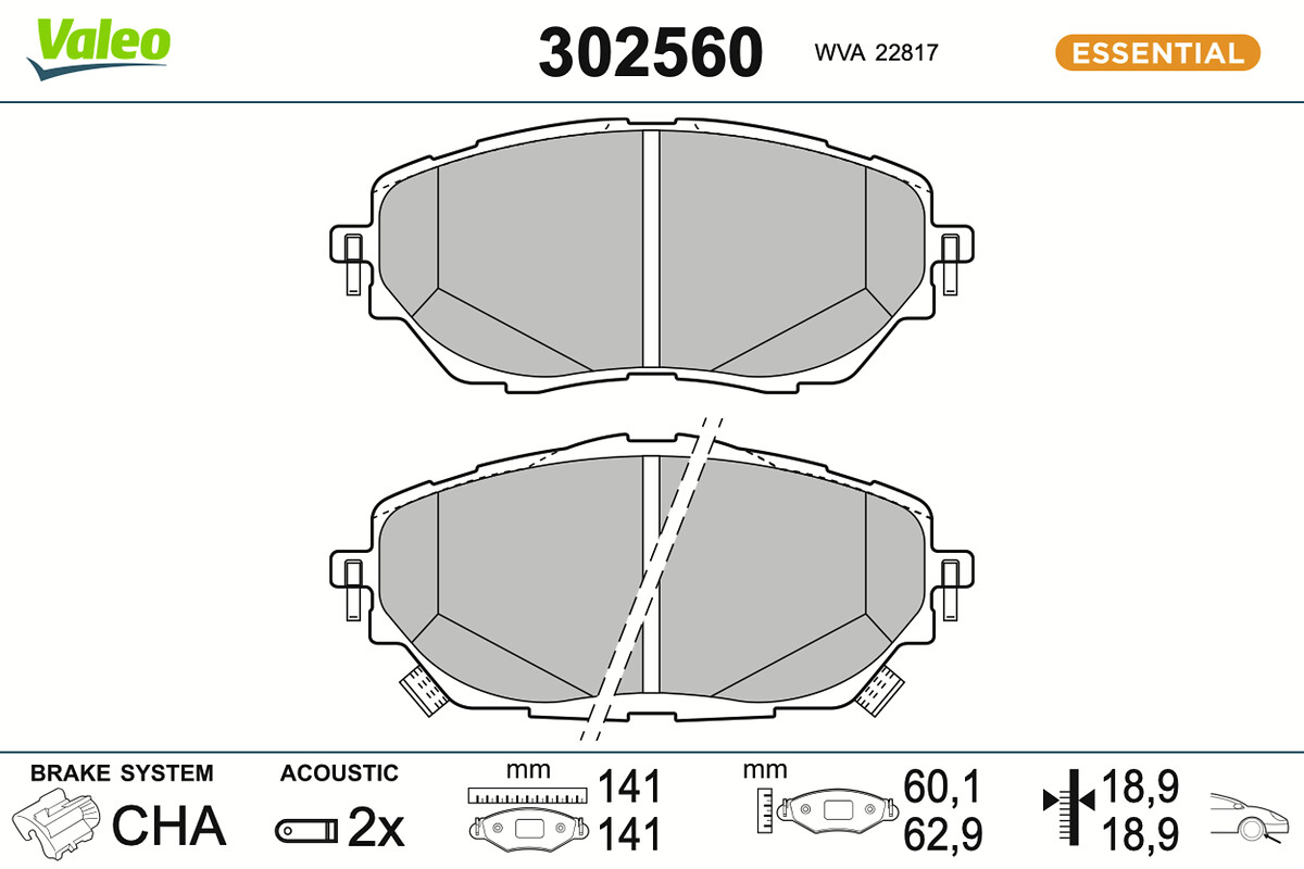 VALEO Bremseklodser 302560 foraksel for TOYOTA