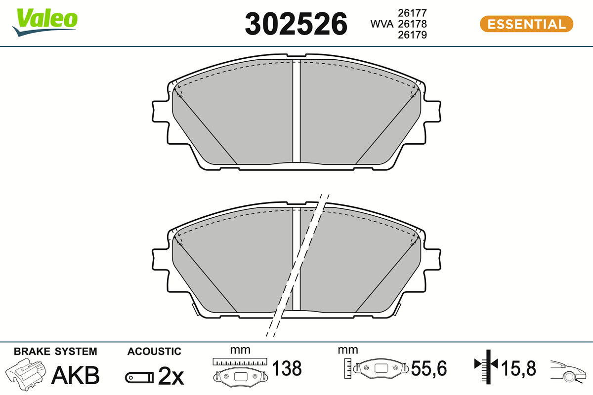 VALEO Bremseklodser 302526 foraksel for MAZDA