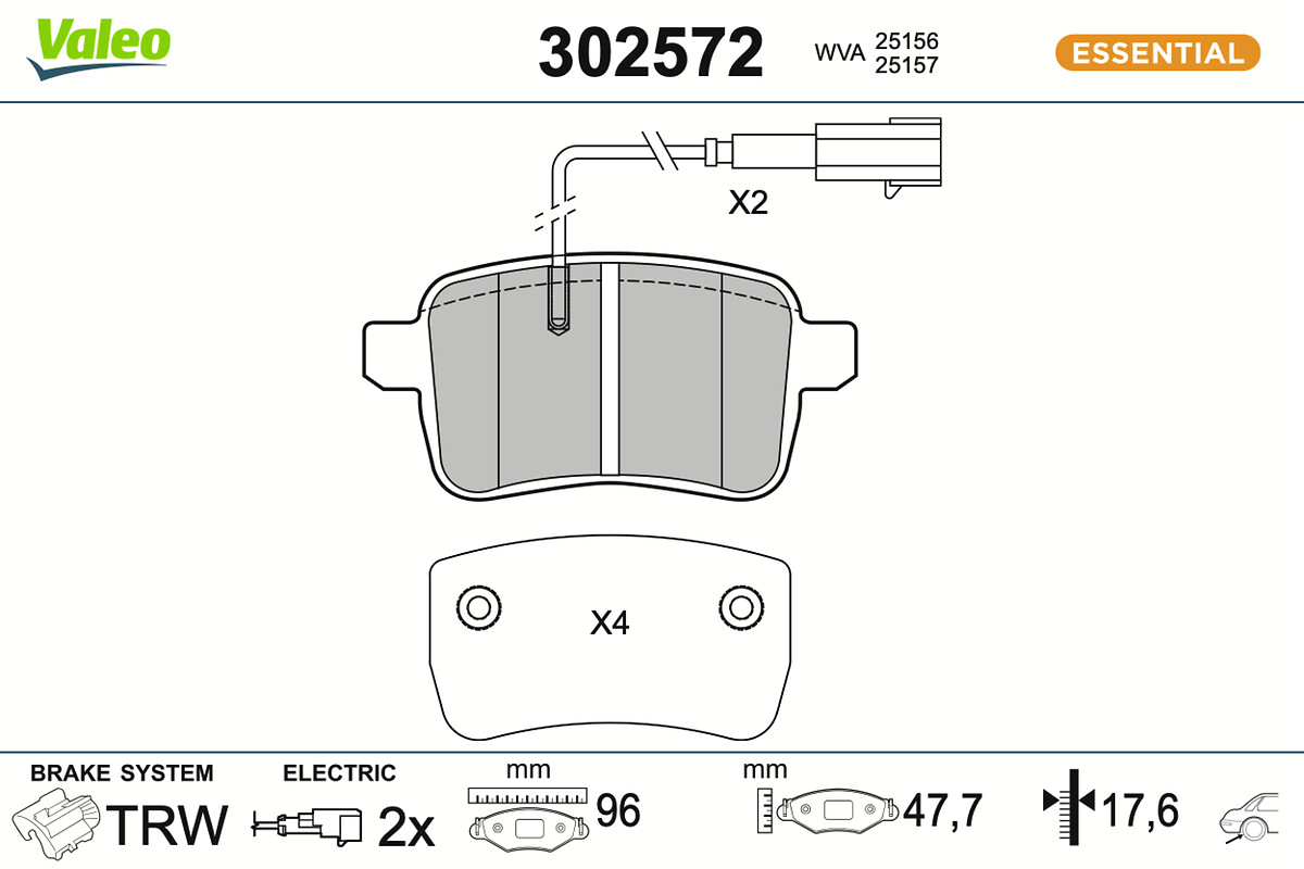 VALEO Bremseklodser 302572 bagaksel for ALFA ROMEO