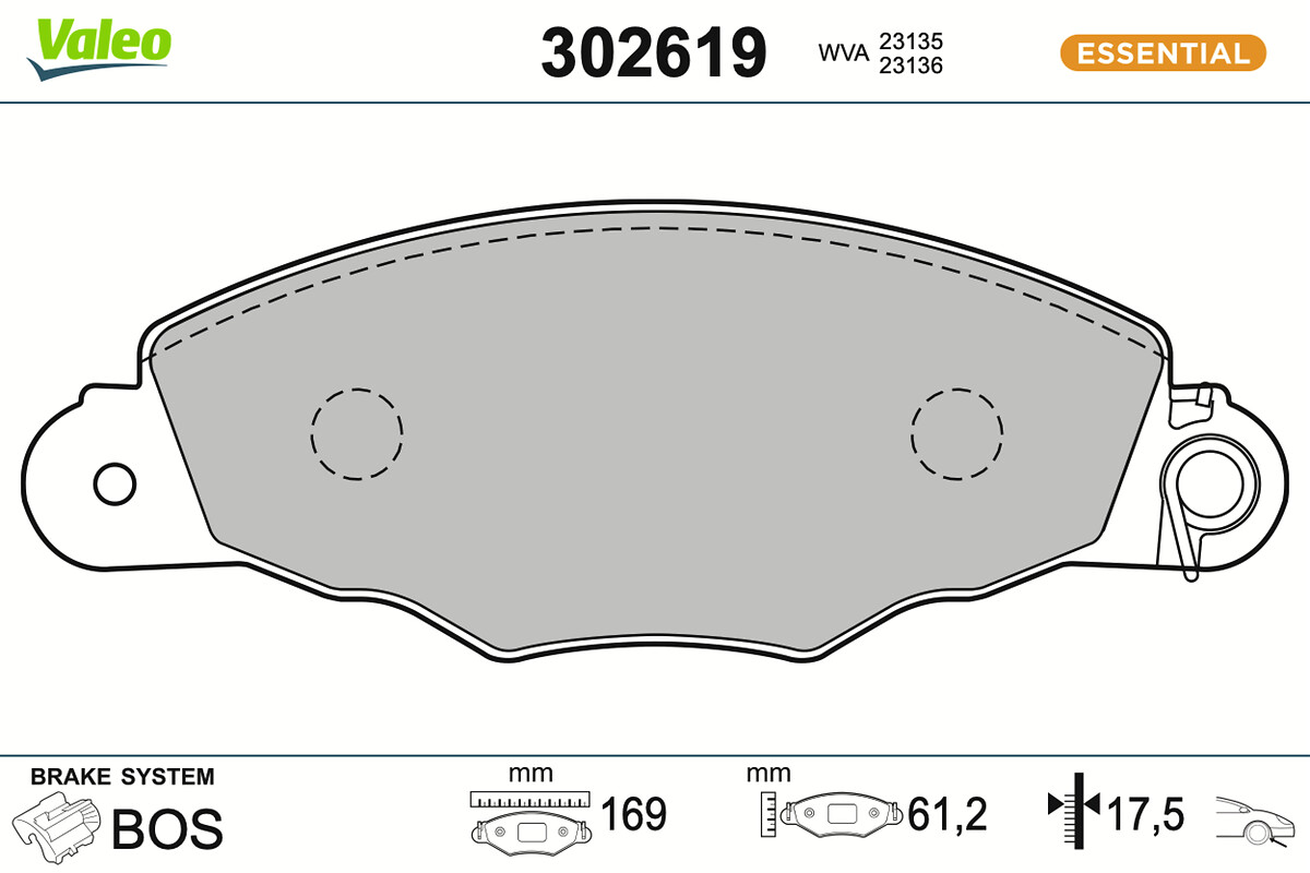 VALEO Bremseklodser 302619 foraksel for CITROËN