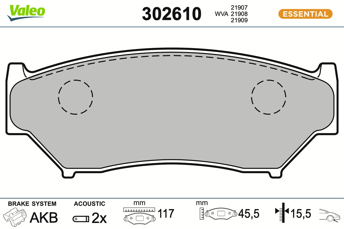 VALEO Bremseklodser 302610 foraksel for CHEVROLET SUZUKI