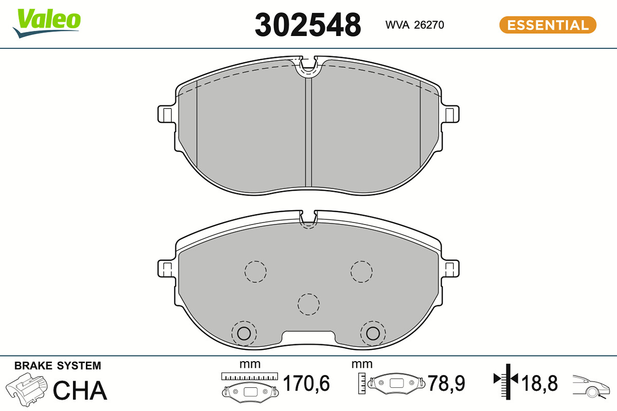VALEO Bremseklodser 302548 foraksel for VW