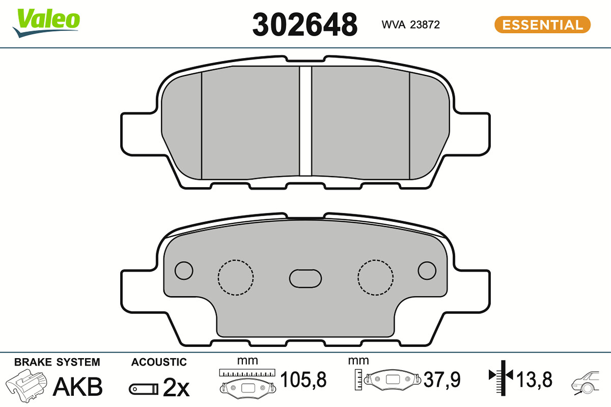 VALEO Bremseklodser 302648 bagaksel for NISSAN NISSAN (DFAC) RENAULT