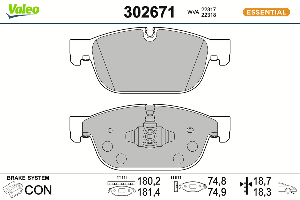 VALEO Bremseklodser 302671 foraksel for VOLVO POLESTAR VOLVO ASIA