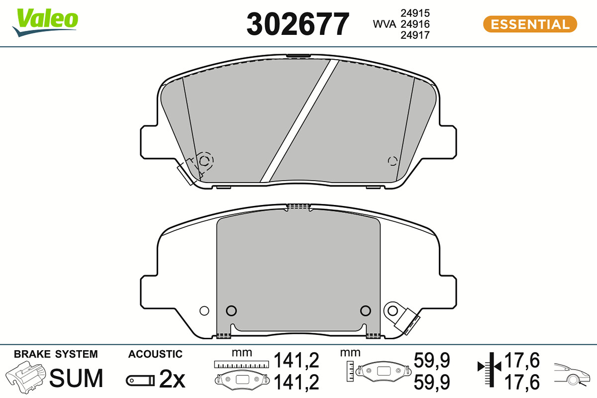 VALEO Bremseklodser 302677 foraksel for KIA HYUNDAI NAZA