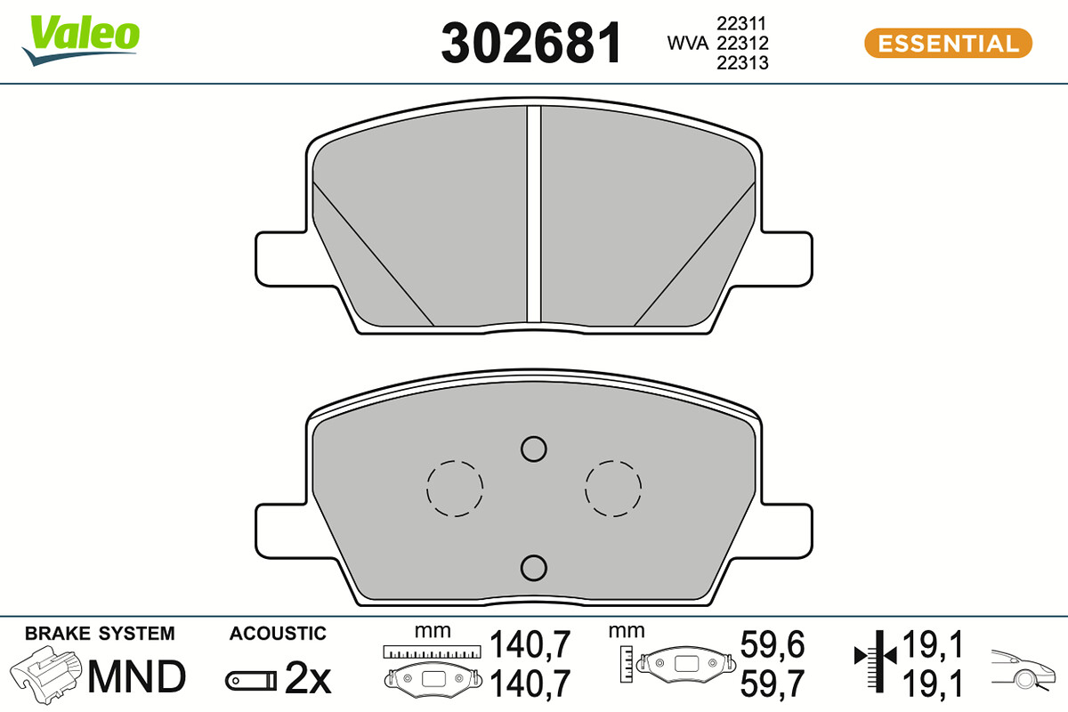 VALEO Bremseklodser 302681 foraksel for CHEVROLET VAUXHALL