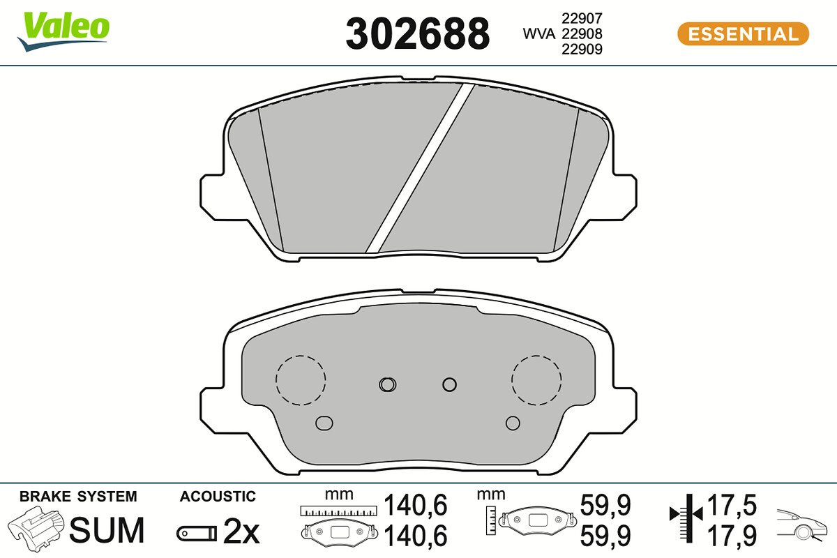 VALEO Bremseklodser 302688 foraksel for KIA KIA (DYK)