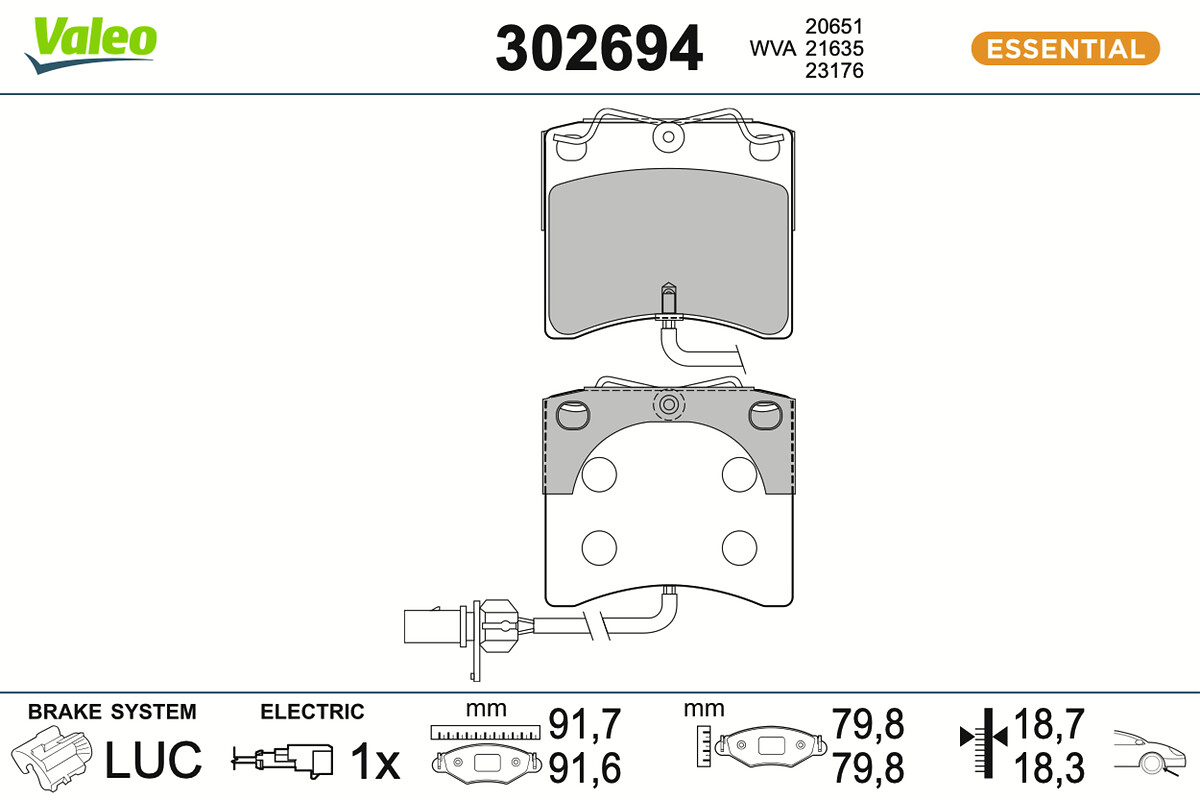 VALEO Bremseklodser 302694 foraksel for VW