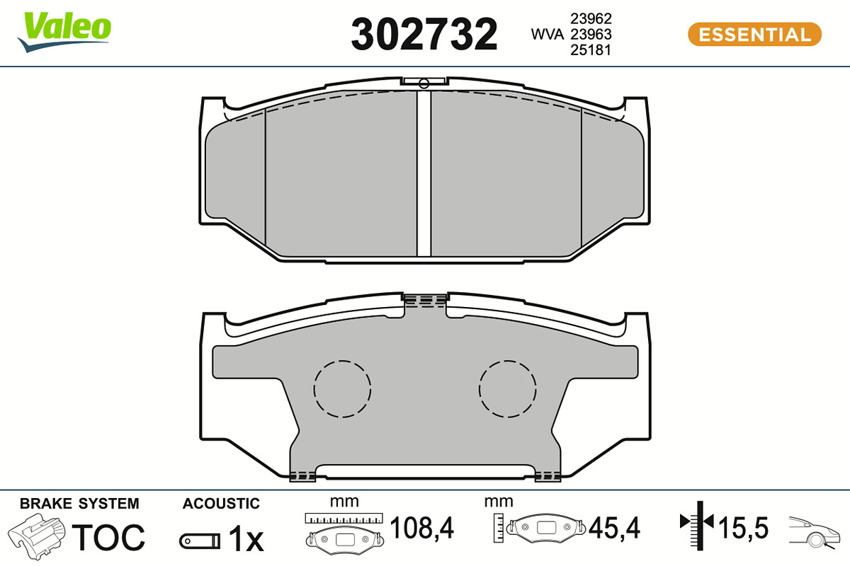 VALEO Bremseklodser 302732 foraksel for SUZUKI