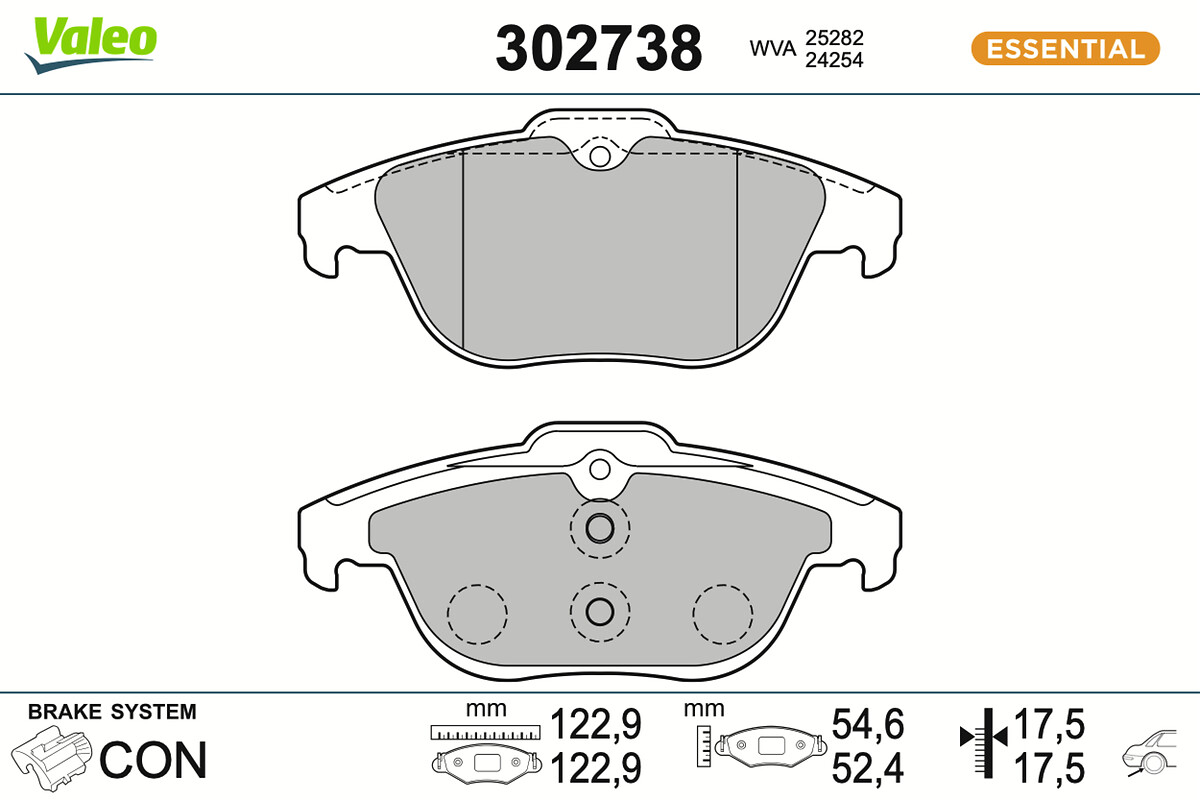 VALEO Bremseklodser 302738 bagaksel for MERCEDES-BENZ MERCEDES-BENZ (BBDC)