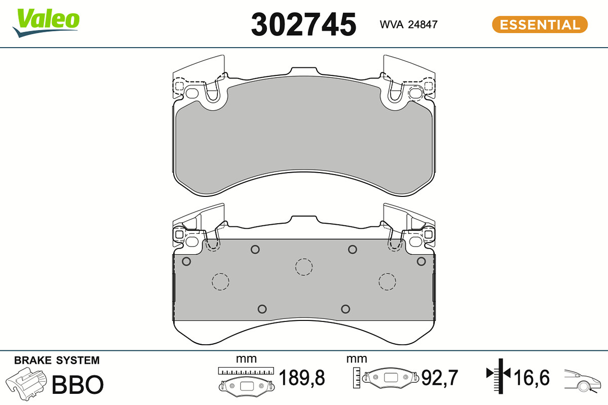 VALEO Bremseklodser 302745 foraksel for AUDI