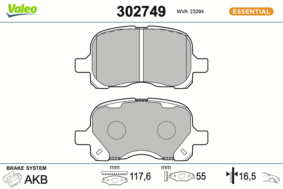 VALEO Bremseklodser 302749 foraksel for TOYOTA LEXUS