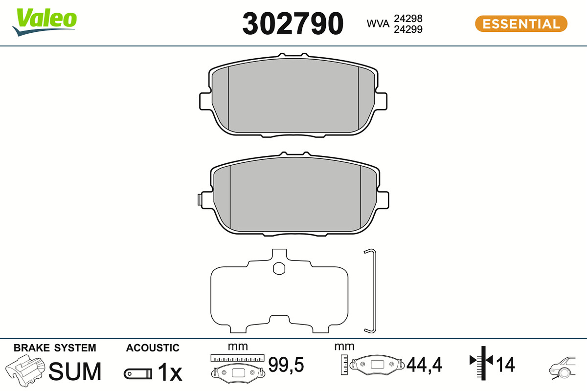 VALEO Bremseklodser 302790 bagaksel for MAZDA ABARTH