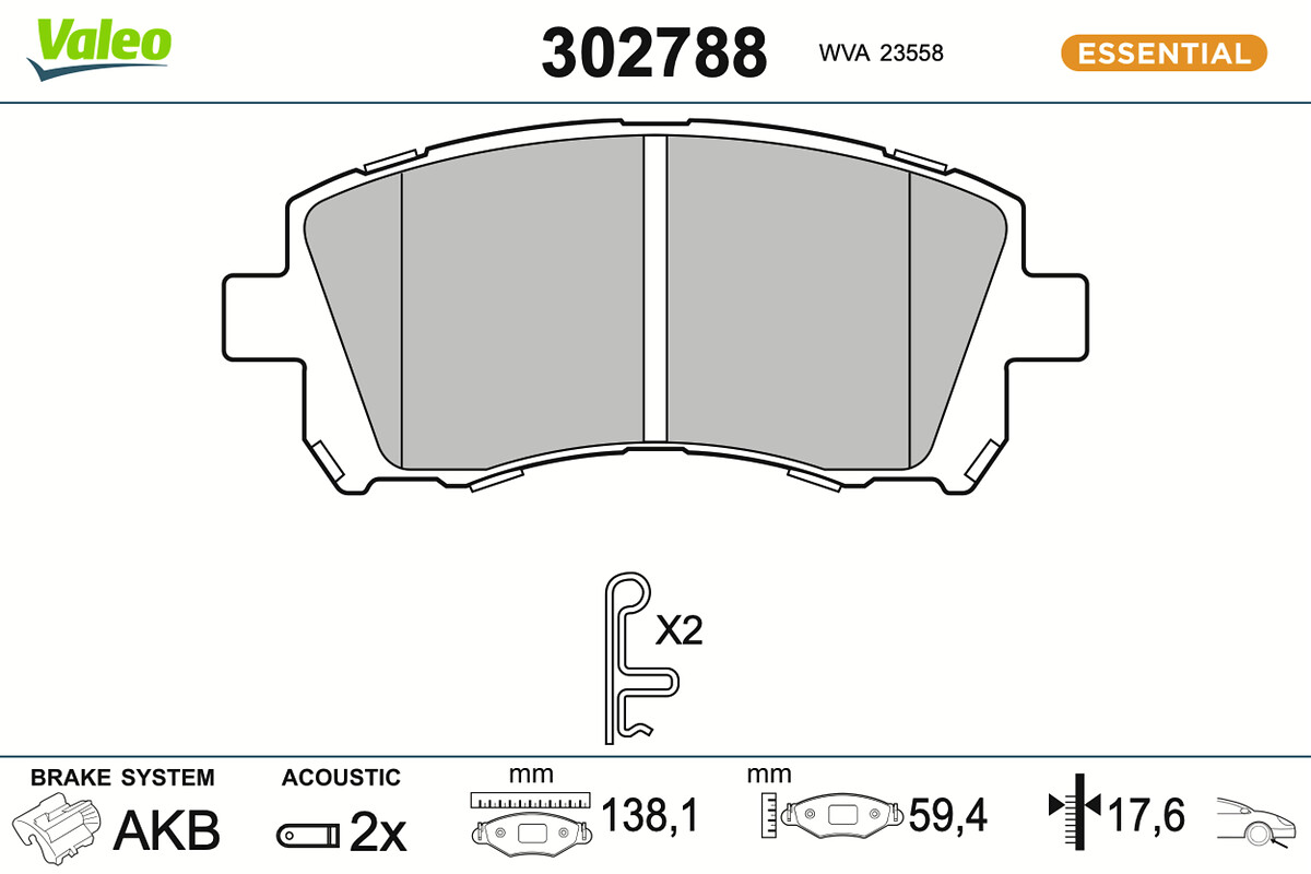 VALEO Bremseklodser 302788 for MITSUBISHI SUBARU