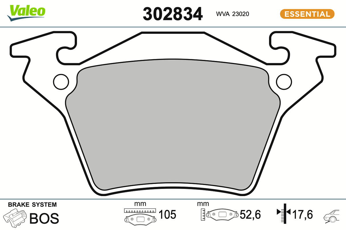 VALEO Bremseklodser 302834 bagaksel for MERCEDES-BENZ