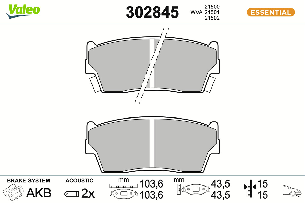 VALEO Bremseklodser 302845 foraksel for SUZUKI SANTANA