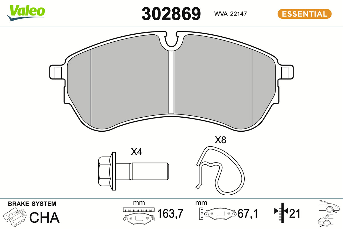 VALEO Bremseklodser 302869 for MAN VW