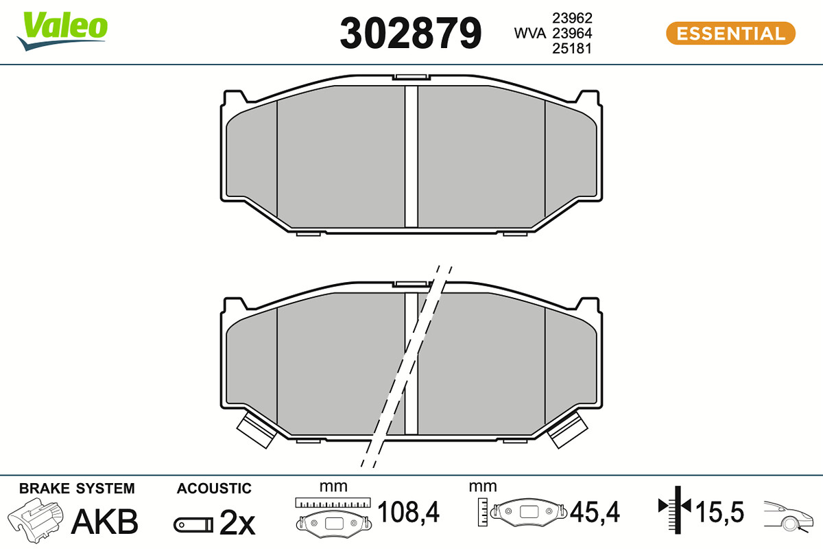 VALEO Bremseklodser 302879 foraksel for SUZUKI