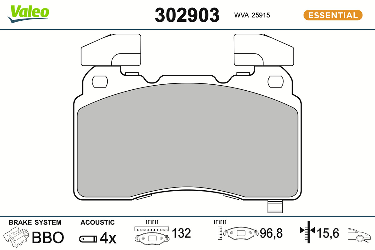 VALEO Bremseklodser 302903 foraksel for CADILLAC VAUXHALL