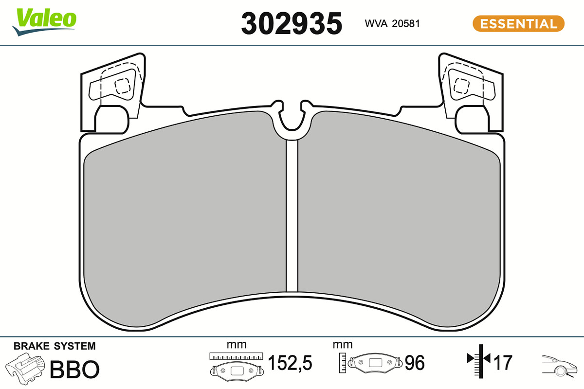 VALEO Bremseklodser 302935 foraksel for LAND ROVER