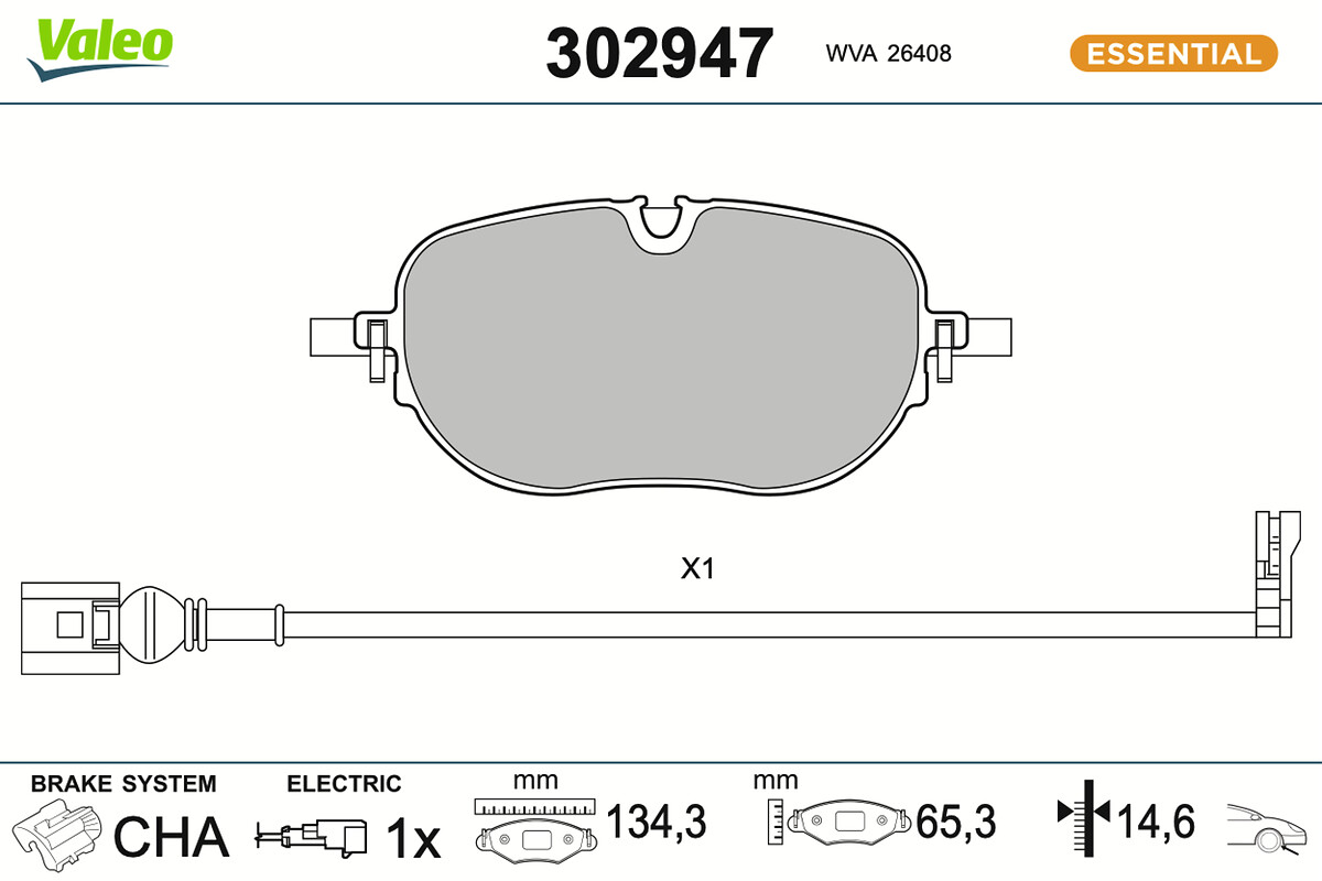 VALEO Bremseklodser 302947 foraksel for CUPRA VW
