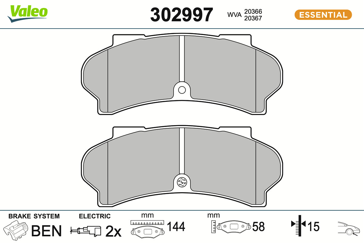 VALEO Bremseklodser 302997 foraksel for PEUGEOT