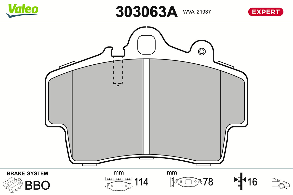 VALEO Bremseklodser 303063a foraksel for PORSCHE