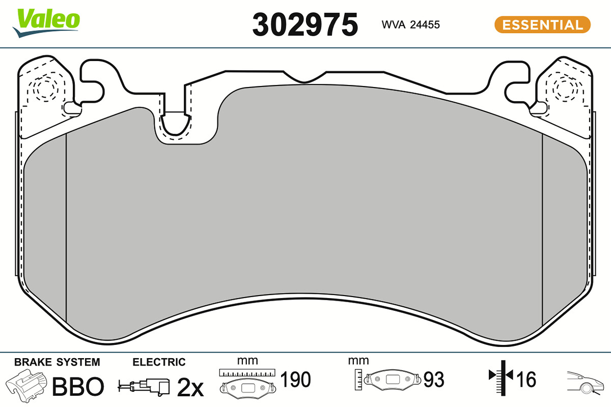 VALEO Bremseklodser 302975 foraksel for AUDI