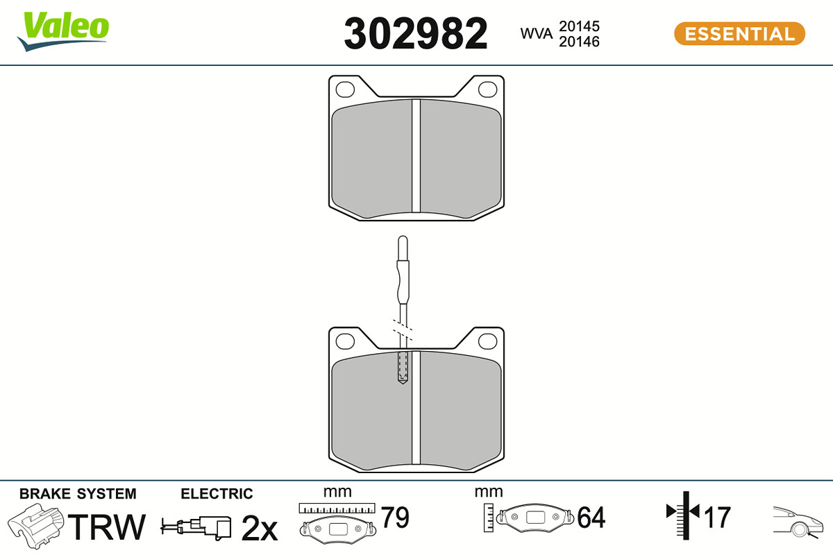 VALEO Bremseklodser 302982 foraksel for PEUGEOT TALBOT