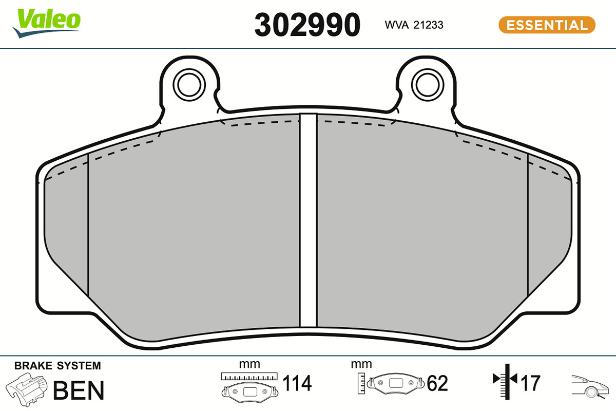 VALEO Bremseklodser 302990 foraksel for VOLVO