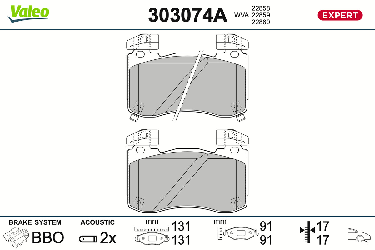 VALEO Bremseklodser 303074a foraksel for GENESIS