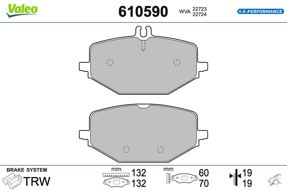 VALEO Bremseklodser 610590 bagaksel for MERCEDES-BENZ