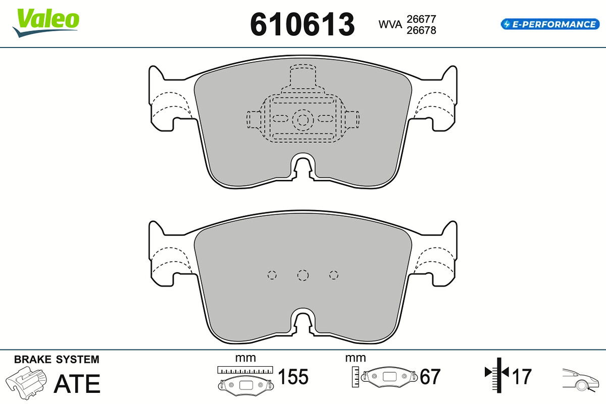 VALEO Bremseklodser 610613 foraksel for CUPRA VW AUDI