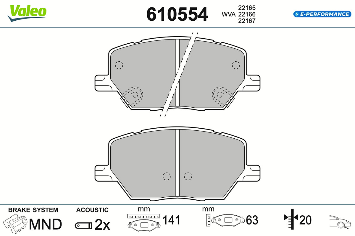 VALEO Bremseklodser 610554 foraksel for JEEP FIAT ALFA ROMEO JEEP (GAC FCA)